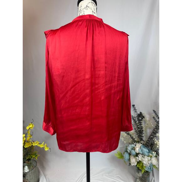 Zadig & Voltaire Tygg Satin Button Front Blouse Red  M - Picture 11 of 16